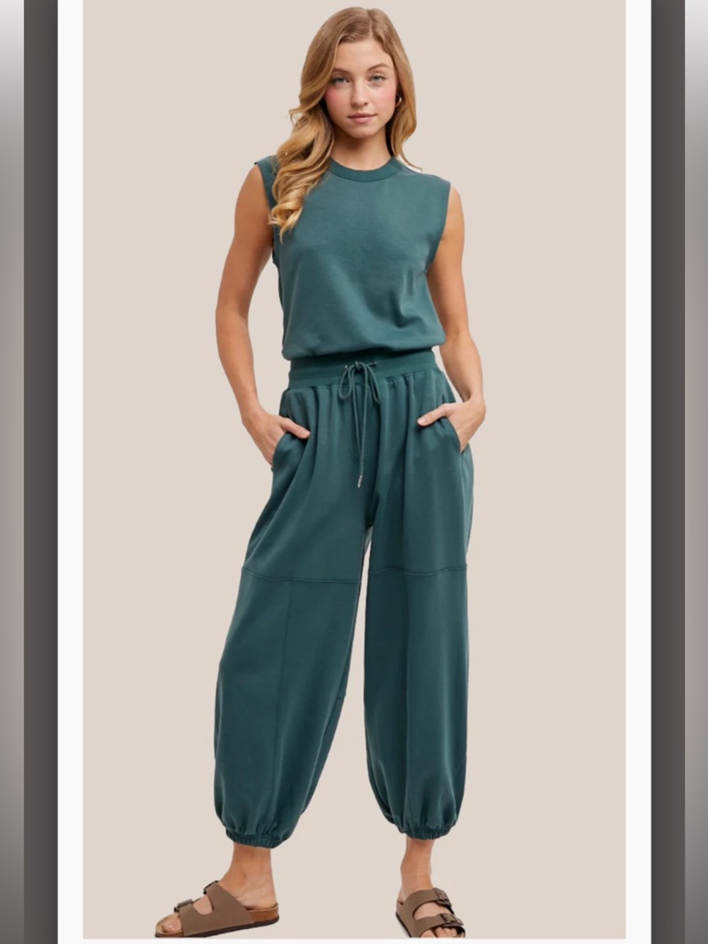 Sleeveless Dark Green Active Jumpsuit